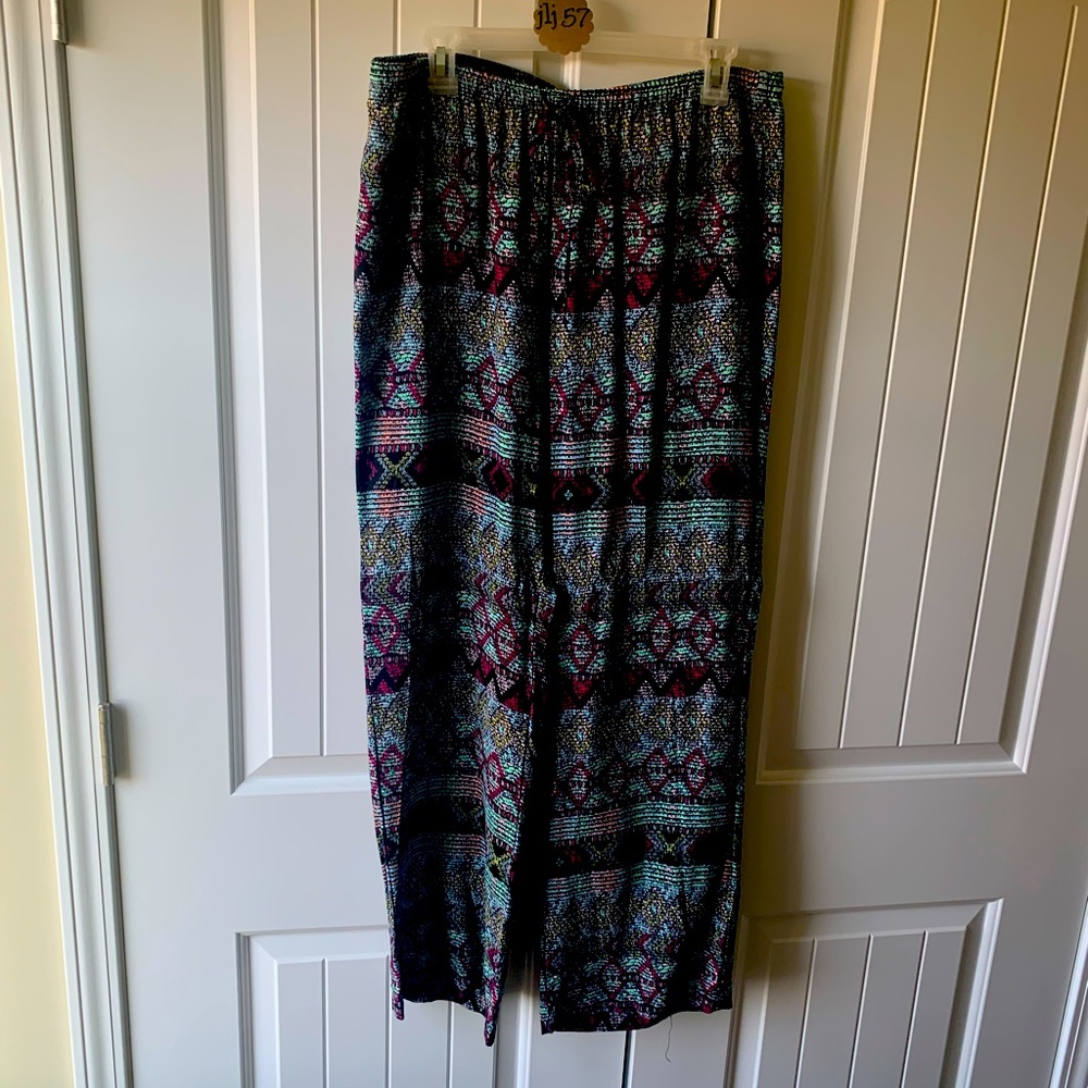 Boho Vanilla Star Aztec Patterned Wide Leg Palazzo Pants